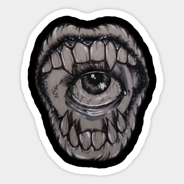 Mouth of the Beholder Sticker by Valisaurus